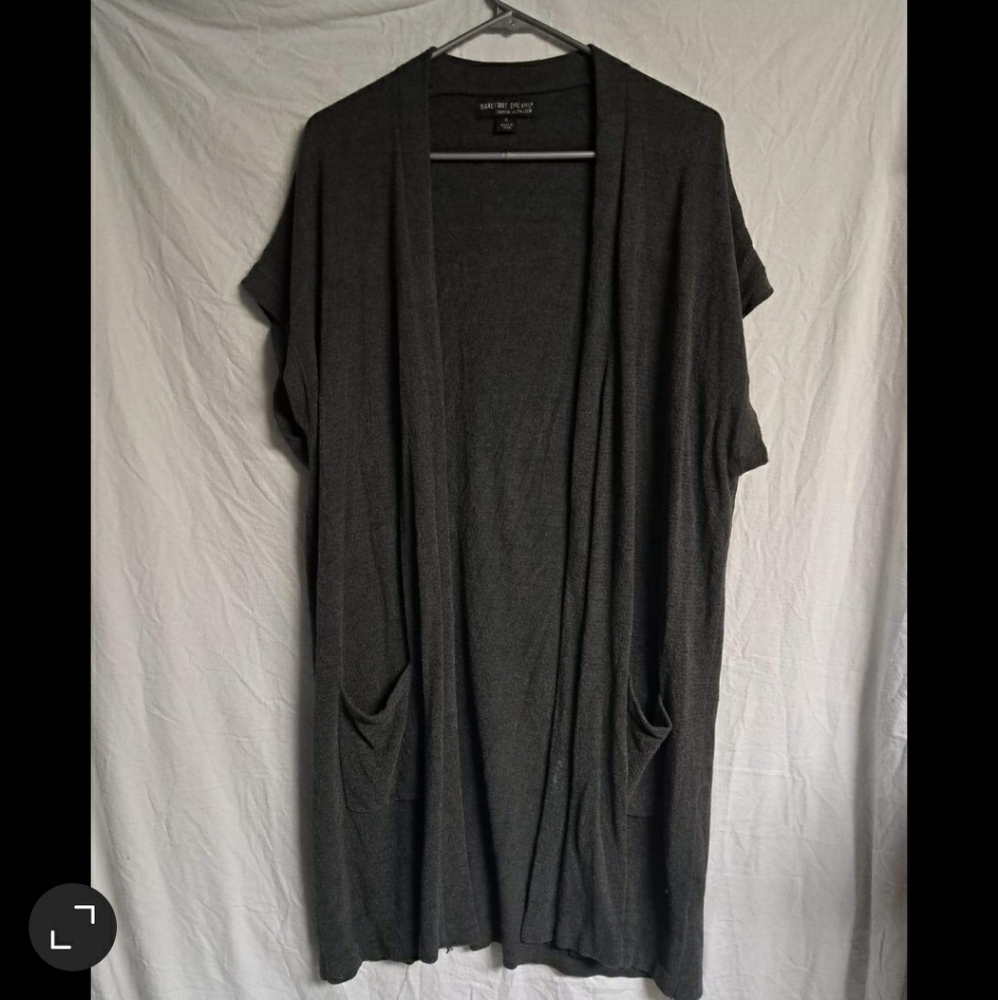 Barefoot Dreams Charcoal Open-Front Short Sleeve Cardigan